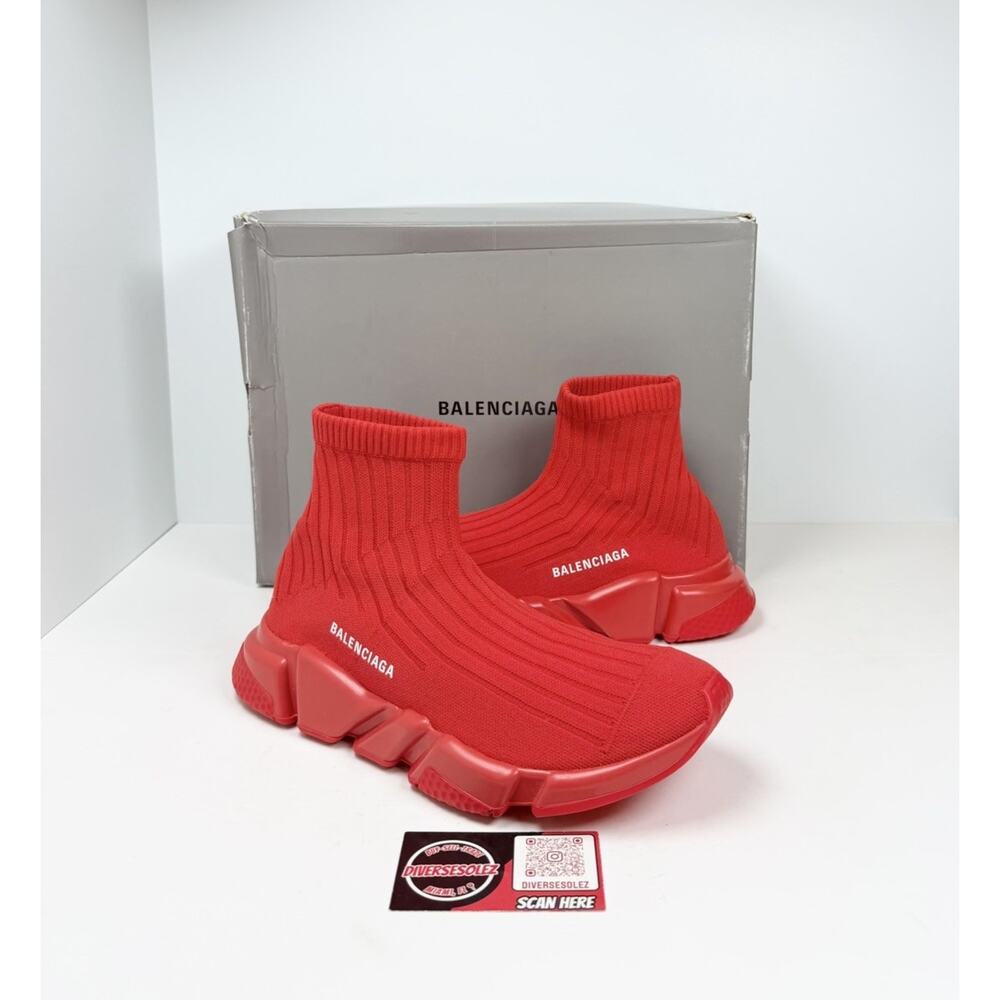 Size 42EU/9US - Balenciaga Speed Rib Knit Red Trainers❤️ NEW/RETAIL $1K!